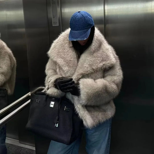 Cappotto invernale in pelliccia sintetica simile al visone