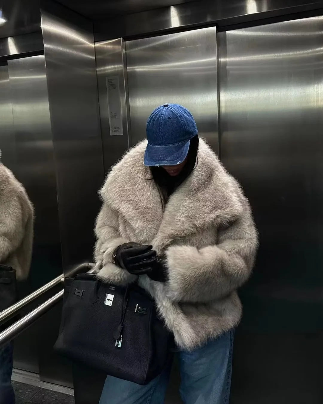 Cappotto invernale in pelliccia sintetica simile al visone